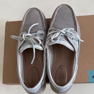 Sperry Metallic Silver Loafers